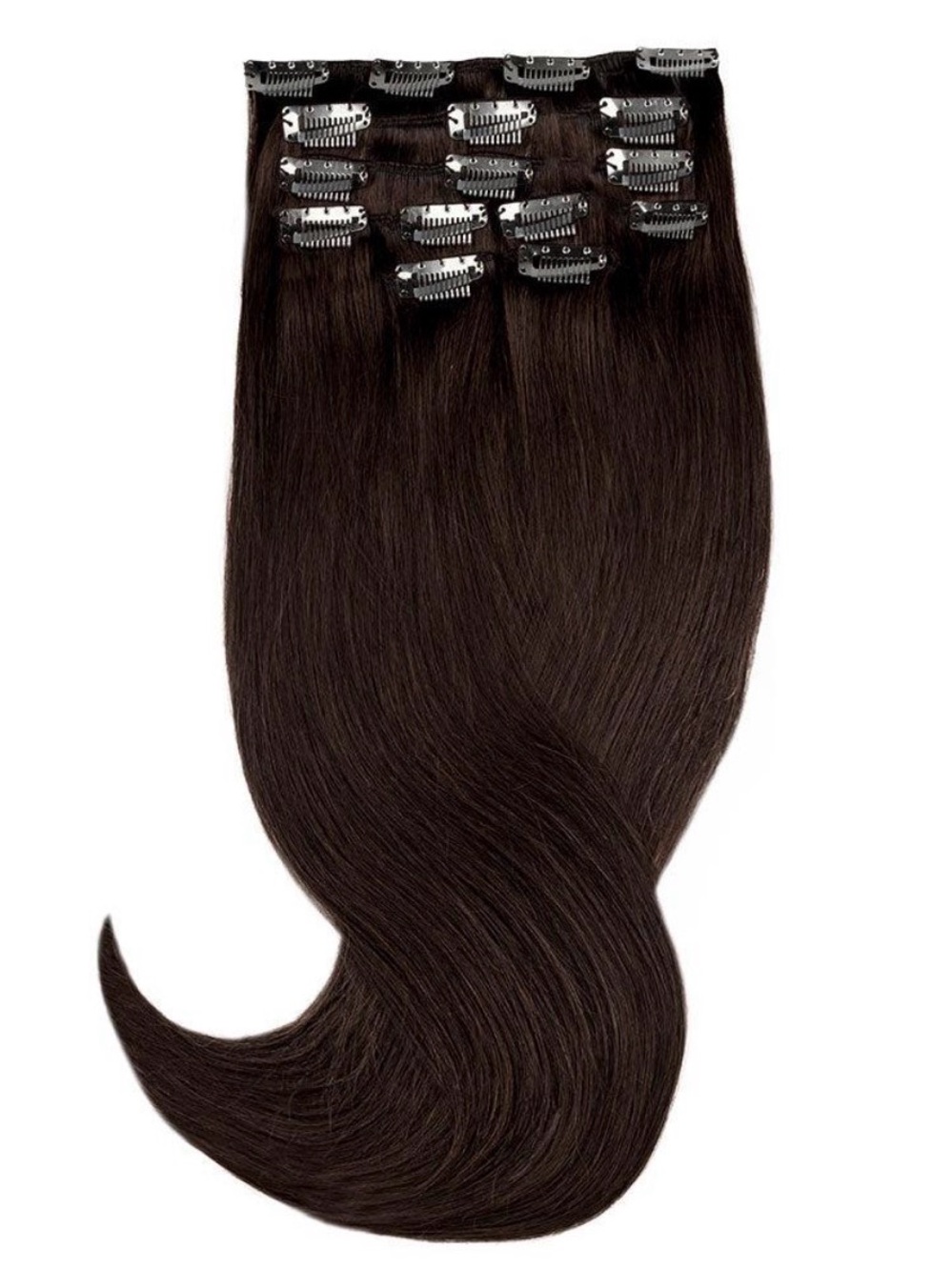 NIB Donna Bella Hair Clip-In Extensions 18” 120g #2 Darkest Brown
